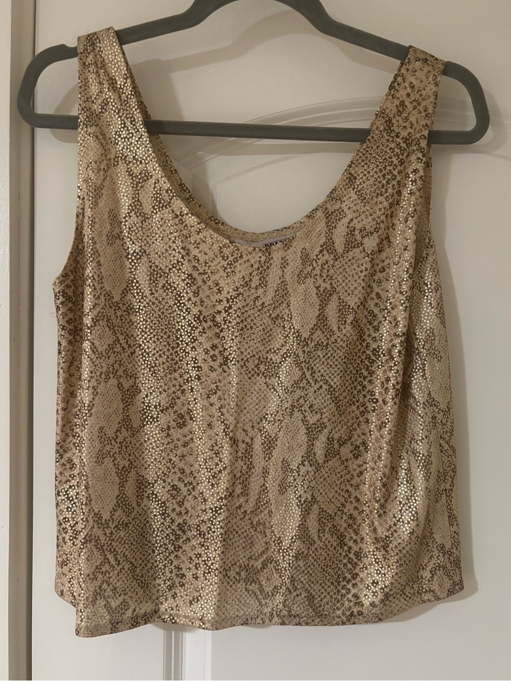 Vintage Metallic Gold Snake-Print Tank
